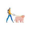 ÃÂ¡artoon style icons of komondor and personal dog-walker. Cute hungarian sheepdog. Guy with pet outdoors